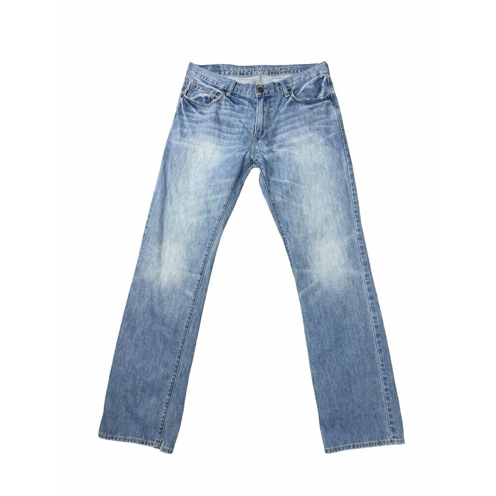 American Eagle Jeans Men's 33x34 (35x34) Original Straight Light Wash Y2K 2011 - Picture 1 of 13